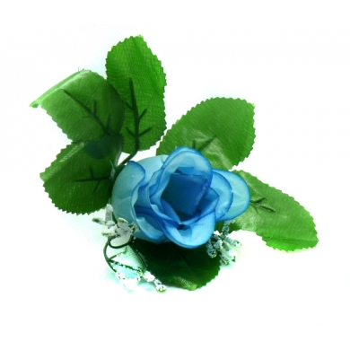 Róża w pąku - główka z liściem Lt.Blue